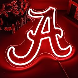 Alabama Neon Sign for Wall Decor,Red A Neon Led
