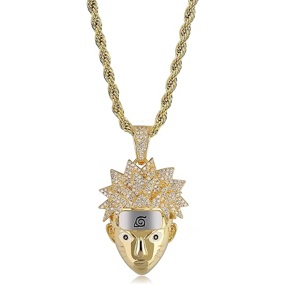 TOPGRILLZ 14K Personalized Iced Out Pendant Anime Character Naruto