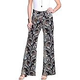 Popana Wide Leg Palazzo Lounge Pants for Women – Flowy Bootcut Casual Pants for Everyday Comfort