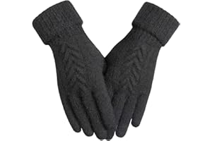 Achiou Women Winter Gloves, Touch Screen Texting Gloves, Elastic Soft Warm Knit Lined, One Size