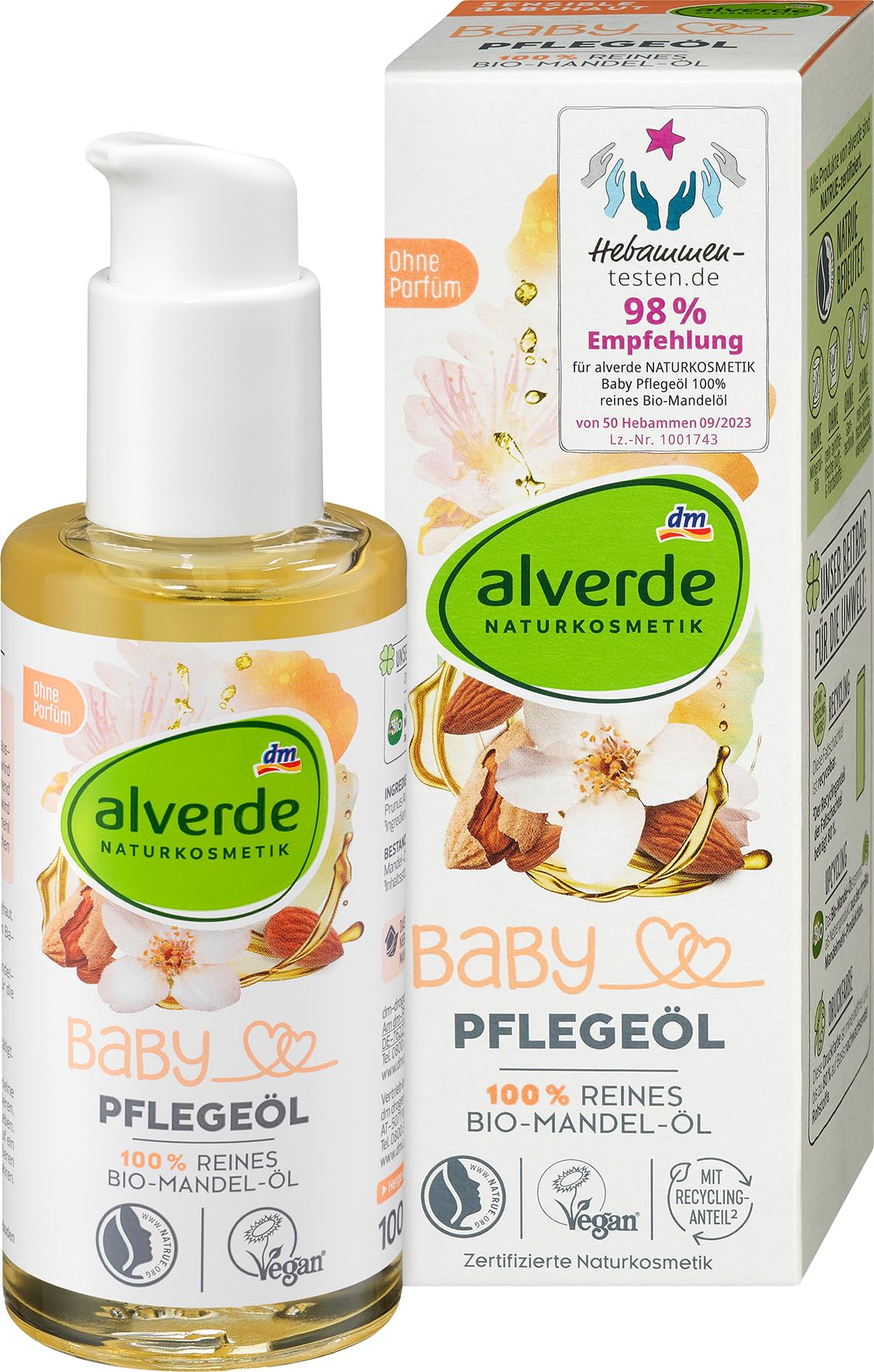 alverde Baby Oil 100% Pure Organic Almond Oil, 100 ml