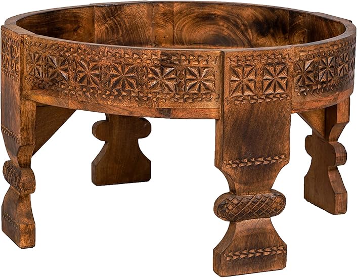 Marokkaanse Vintage Bijzettafel Kruk Van Hout Idris Bruin O 60 Cm Rond Oosterse Ronde Tafel Bloemenkruk Klein Voor Woonkamer Of Keuken Oosterse Bijzettafels Als Decoratie Amazon Nl