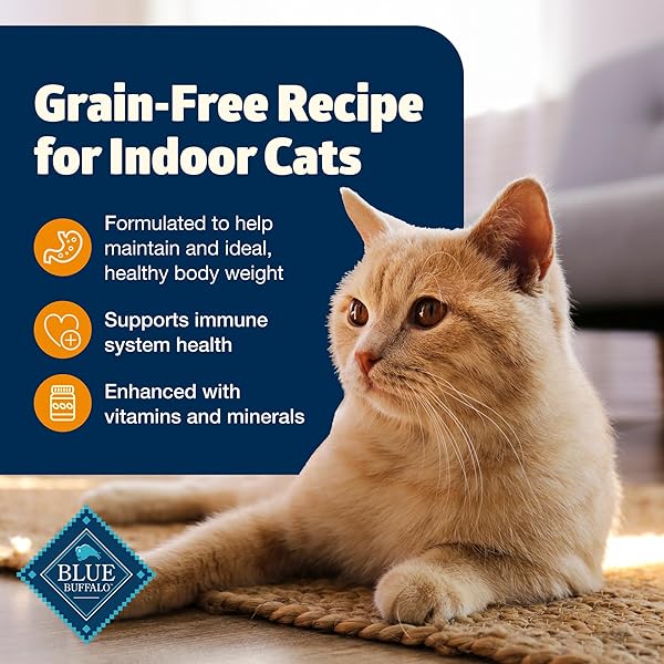 BLUE BUFFALO FREEDOM GRAIN-FREE ADULT WEIGHT CONTROL DRY CAT FOOD, COMPLETE & BALANCED NUTRITION FOR INDOOR CATS, CHICKEN RECIPE, 11-LB. BAG
