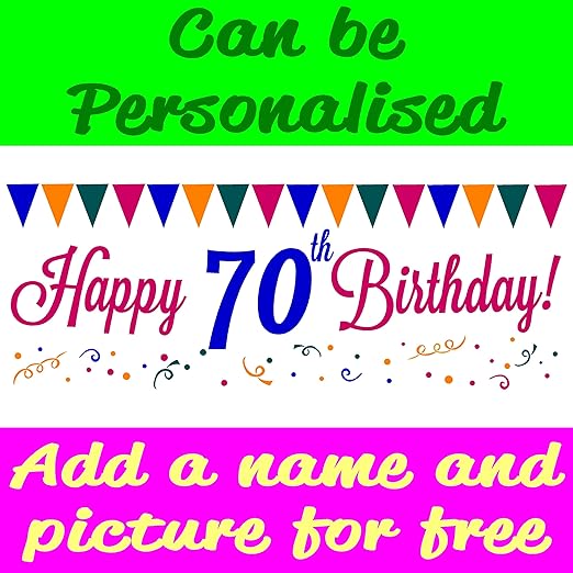 Happy 70th Birthday V2 Pvc Banner With Eyelets Available In 3