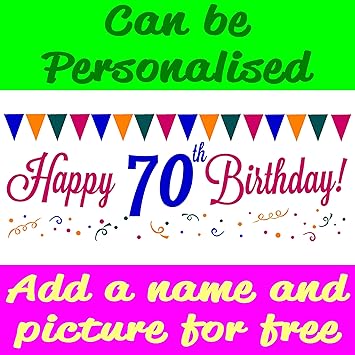 Happy 70th Birthday V2 Pvc Banner With Eyelets Available In 3
