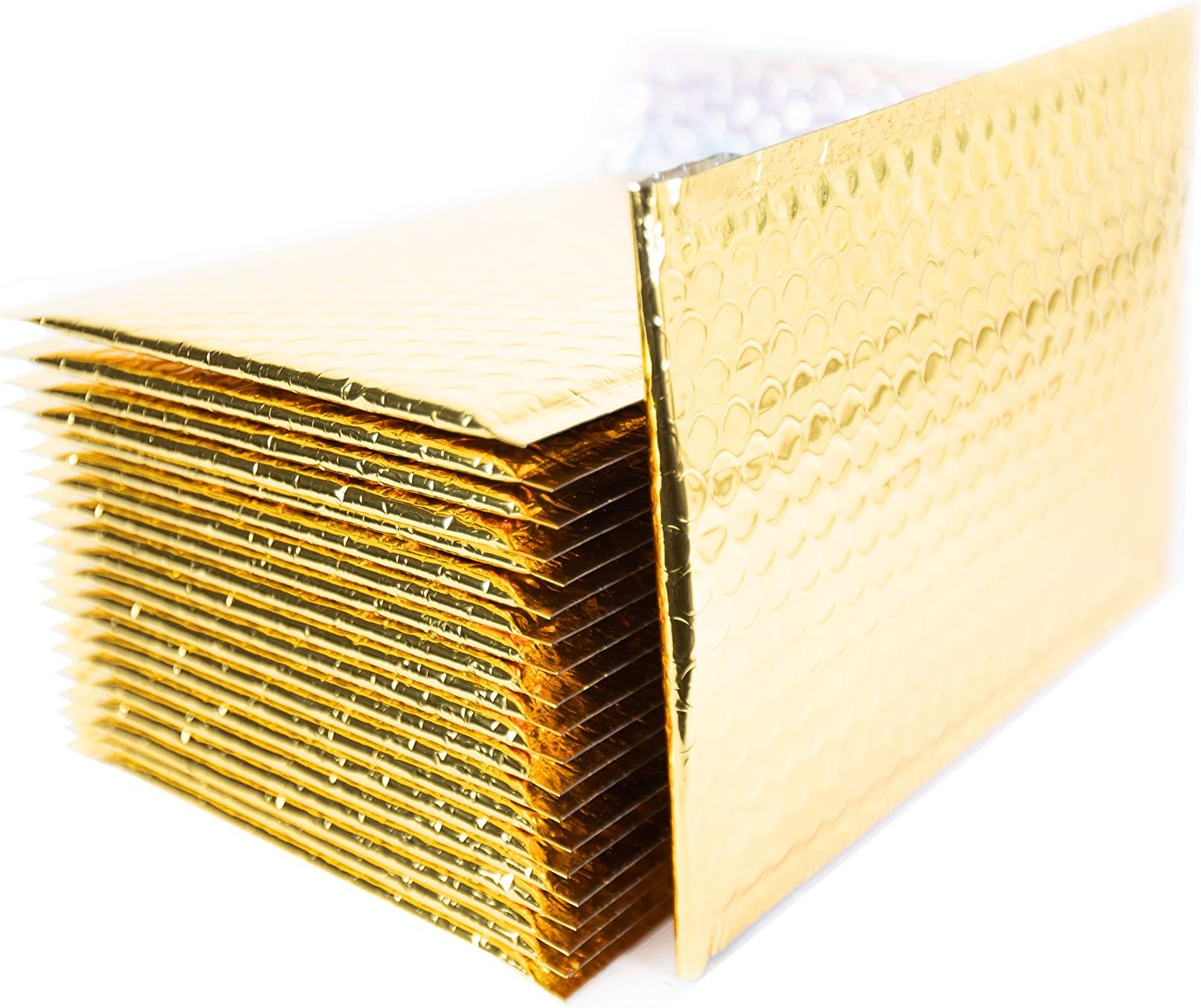 Empire Mailers #2 Gold Foil Bubble Mailers 8 Inch x 12 Inch Metallic Padded Mailers, Waterproof and Tear Resistant, Self-Seal Adhesive Shipping Postal Bags, Ideal for Fragile Items, Pack of 12