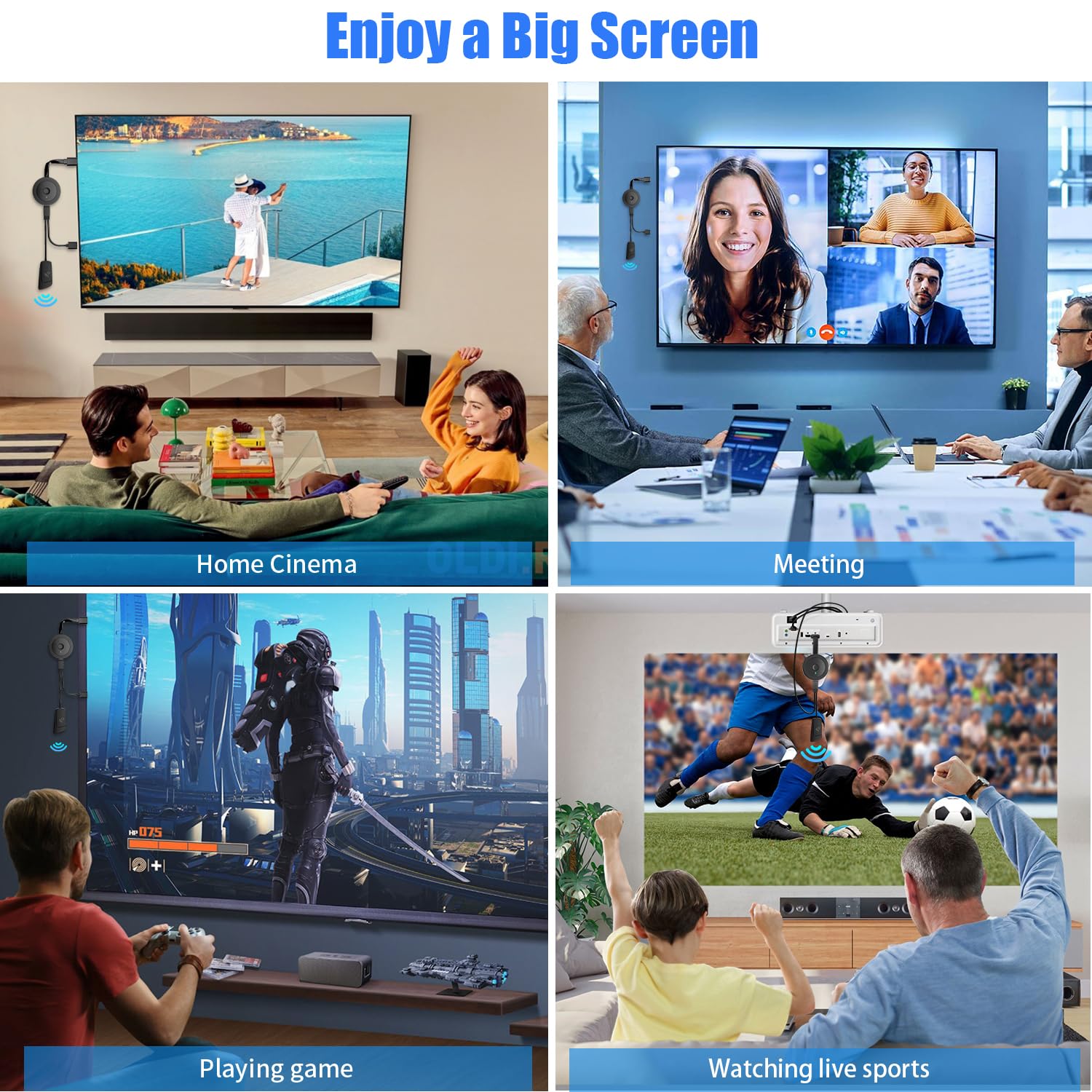 Wireless HDMI Display Adapter 4K, Screen Mirroring Display Dongle, Streaming Video & Audio from i-Phone i-Pad Tablet Laptop PC iOS Android Windows to TV Projector Monitor Support Airplay Miracast DLNA