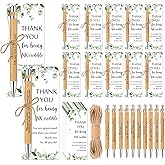 Fulmoon 20 Set Appreciation Gifts Valentine Gifts for Office Coworkers May You Be Proud Sign Wood Bamboo Pen with Thank You Bookmark for Classroom Teacher Student Employee Valentine Party Favor