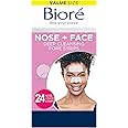 Bioré Nose+Face, Blackhead Remover Pore Strips, 12 Nose + 12 Face Strips for Chin or Forehead, with Instant Blackhead Removal