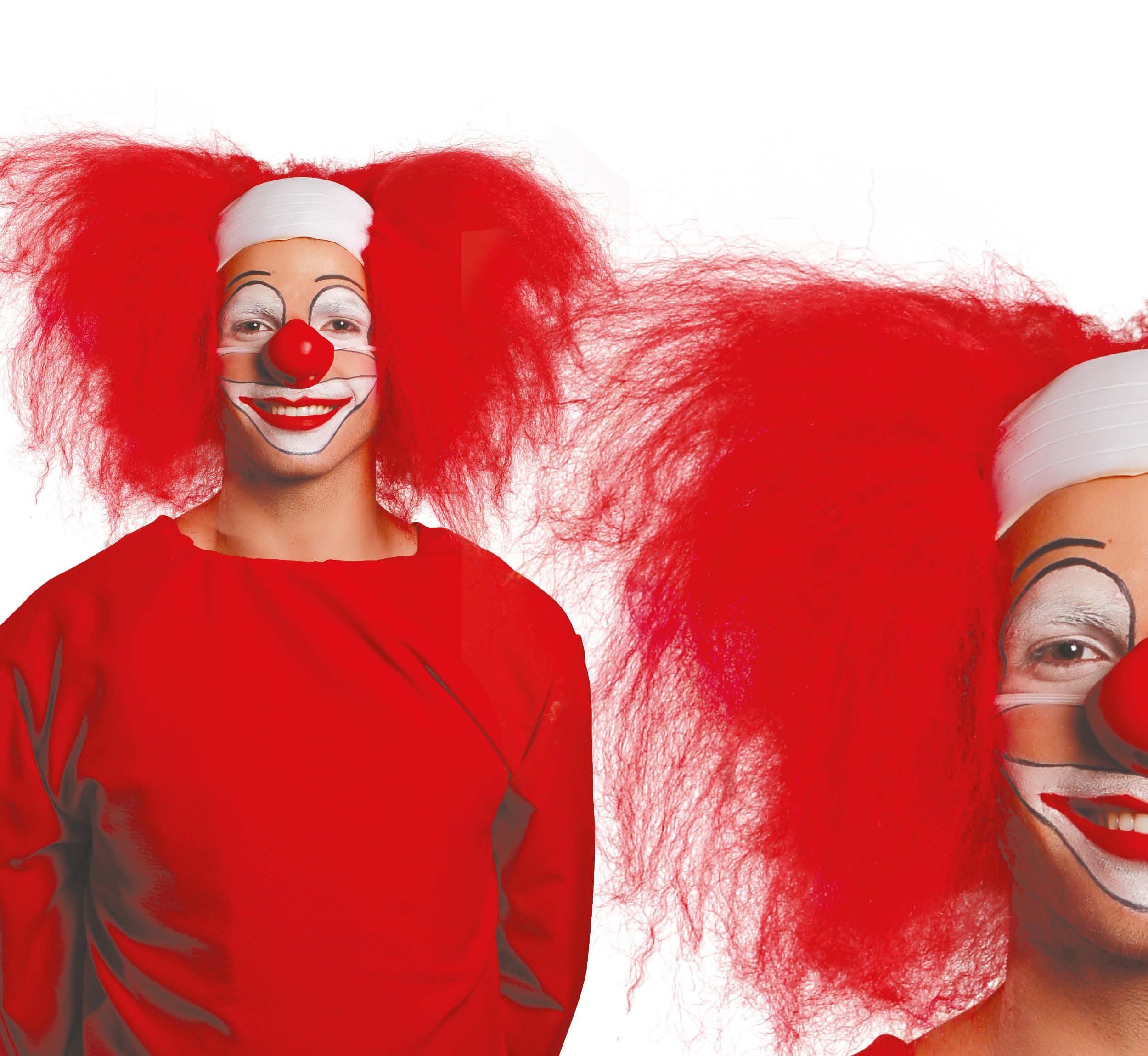Fiestas Guirca Bald head with hair red bad clown