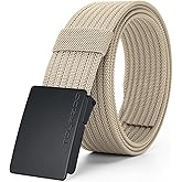 TOURZOO Nylon Military Tactical Belts for Men 1.5" No Holes Adjustable Webbing Canvas Belt for Hiking, Casual & Outdoor