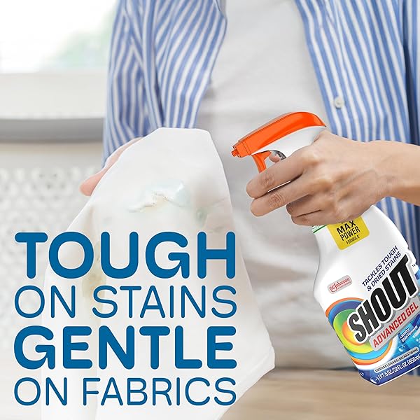 SHOUT ADVANCED LAUNDRY STAIN REMOVER GEL FOR CLOTHES LAUNDRY, BREAKS DOWN STUBBORN, DRIED-IN, AND TOUGH STAINS, 22OZ SPRAY (PACKAGING MAY VARY)