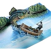 Fishing Pop Up Card for Dad – Handmade 3D Lake Fishing Birthday & Father’s Day Card, Unique Retirement Gift for Fisherman