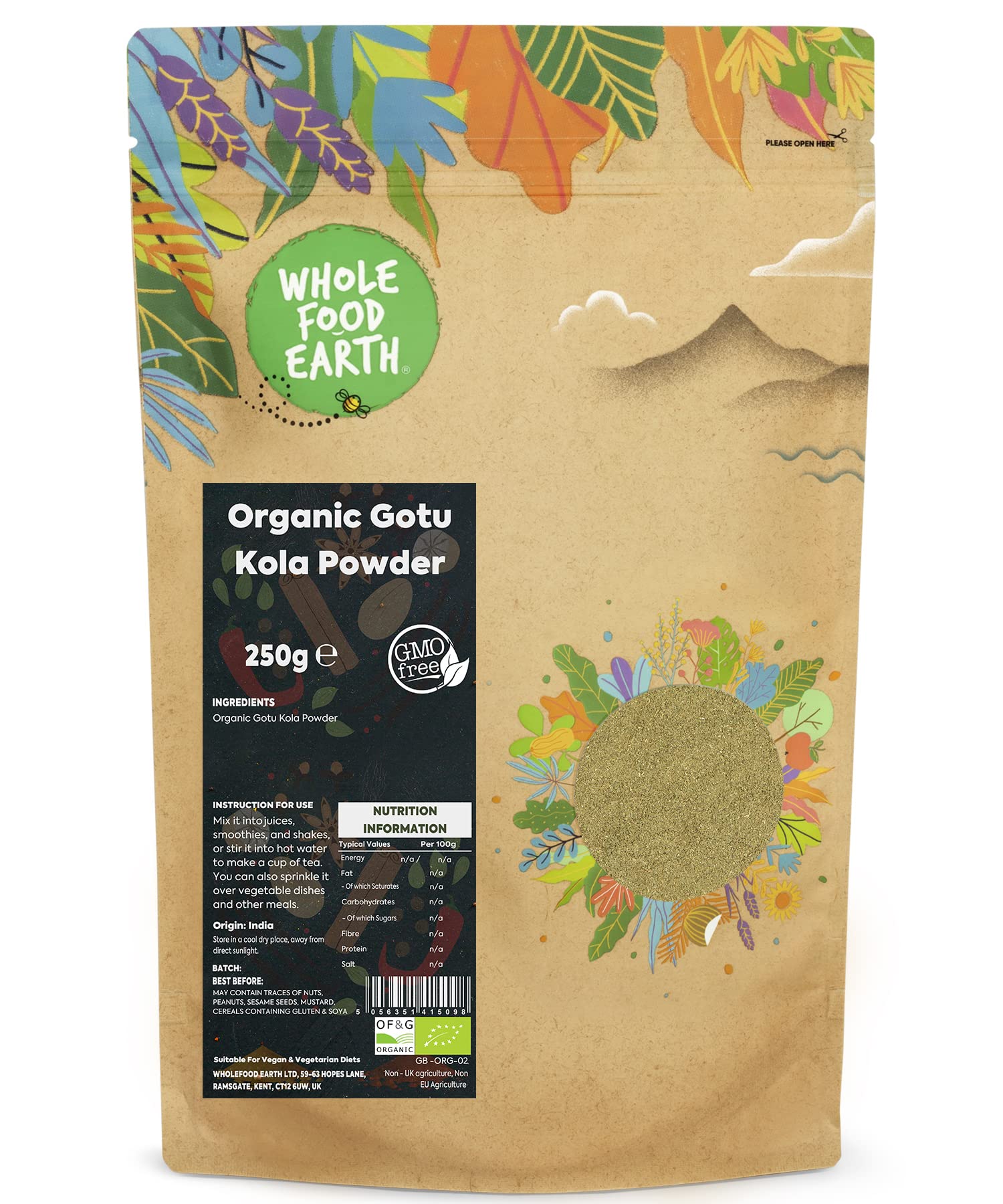 Wholefood Earth Organic Gotu Kola Powder - 250 g