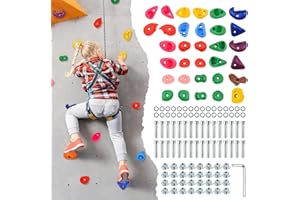 UMIKOOL DIRECT 32Pcs Rock Wall Climbing Holds for Kids and Adults, Multi-Colored Rock Wall Climbing Kit, Indoor & Outdoor Playground Accessories with Mounting Screws