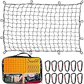 Suu66 Heavy Duty Cargo Net for Pickup Truck Bed - 5' x 7' Stretches to 15' x 21' - Sturdy Latex Bungee Net Mesh - with 12 Metal Carabiners - Truck Bed Accessories for Dodge RAM, Ford, Chevy, Toyota