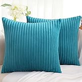 Simmore Decorative Spring Throw Pillow Covers 18x18 Set of 2, Soft Natural Plush Flannel Double-Sided Fluffy Couch Pillow Covers for Sofa Living Room, Teal