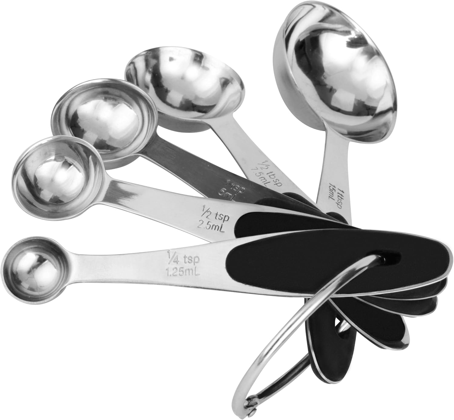 Kitchsense Stainless Steel Measuring Spoons Set 5 Spoons Engraved With Usa Metric Measurements Easy To Clean And Store Strong Metal Body With