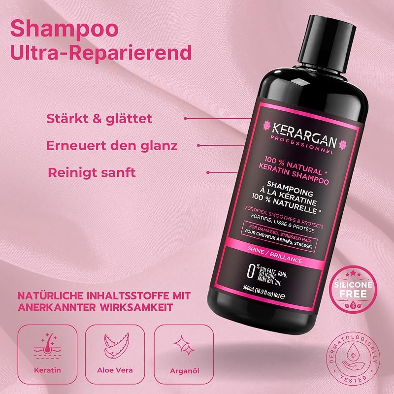 - Keratin Shampoo & Kopfhautpeeling silikonfrei - 500ml+250ml