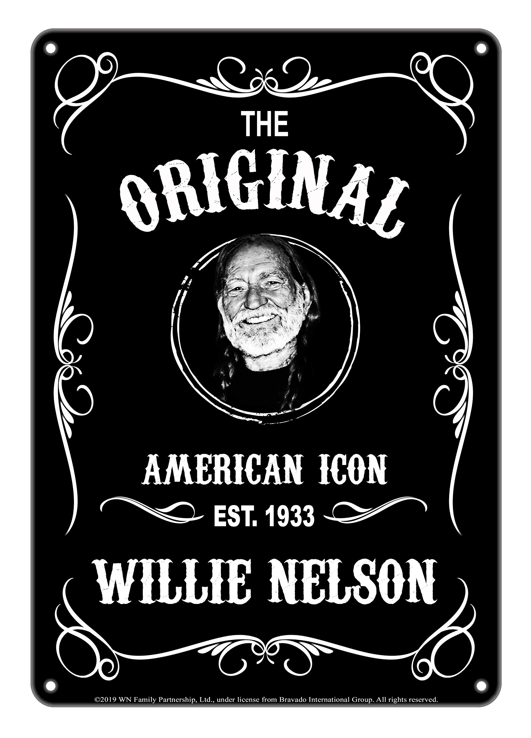 Midsouth Products Willie Nelson Tin Sign - 8" X 11.5"- Black and White Est.