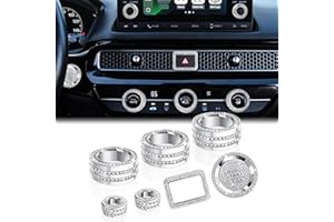 DvlynAuroa for Honda Civic Accessories 2022-2025 & Accord/CRV/HRV/Acura Integra 2023-2025, ADX 2025 - A/C & Audio Knob Covers, Hazard Light, Push Start Button Cover/Ring 8pcs (7-inch Screen, Bling)