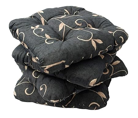gartenmoebel-einkauf Sitzkissen SUSA 38x38cm, anthrazitfarben mit Blumenmustern, 4 Stück