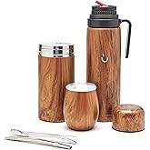 BALIBETOV Complete Yerba Mate Set - Modern Mate Gourd, Thermal Flask, Yerba Container, Bombilla and Cleaning Brush Included - All Premium Quality 304 18/8 Stainless Steel
