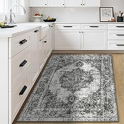 Area Rug 3x5 Vintage Rug: Washable Indoor Medallion