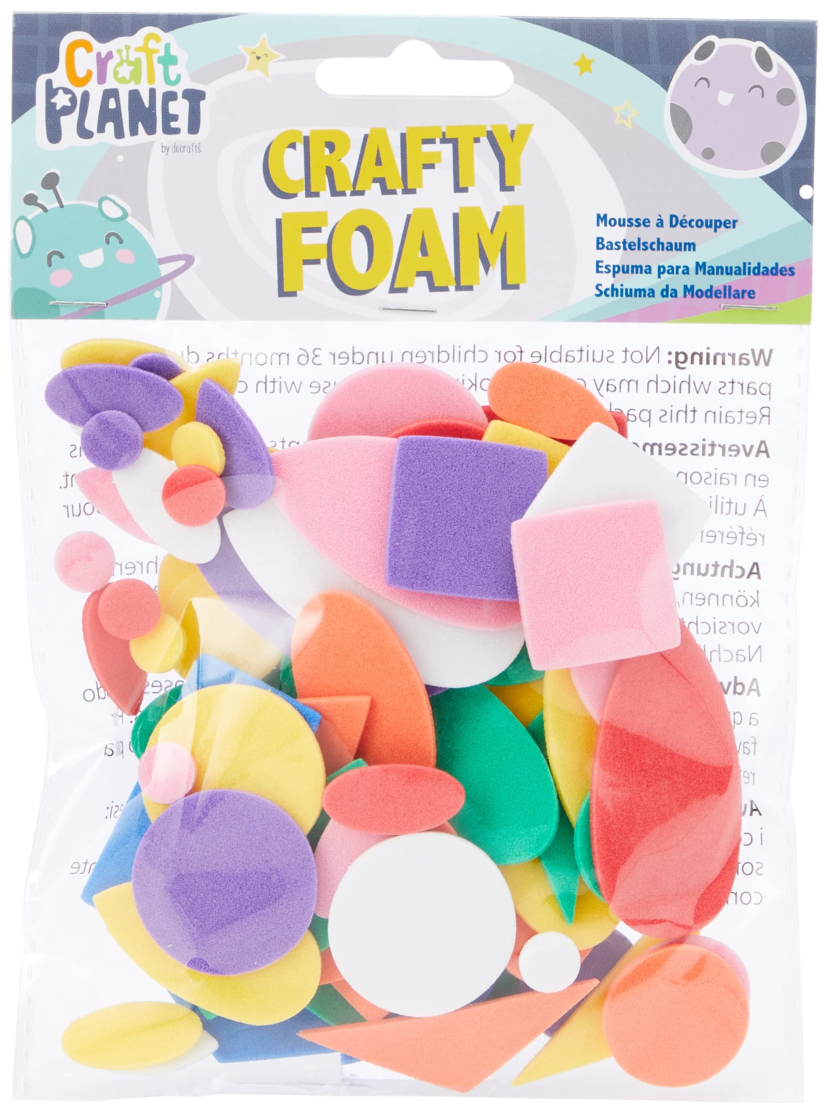 Craft Planet Crafty Foam Shapes Assorted Colours Pack of 75