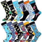 xiaomaizi Men's Funny and Colorful Patterned Dress Socks for Men Fun and Crazy Casual Crew Socks Size 7-13