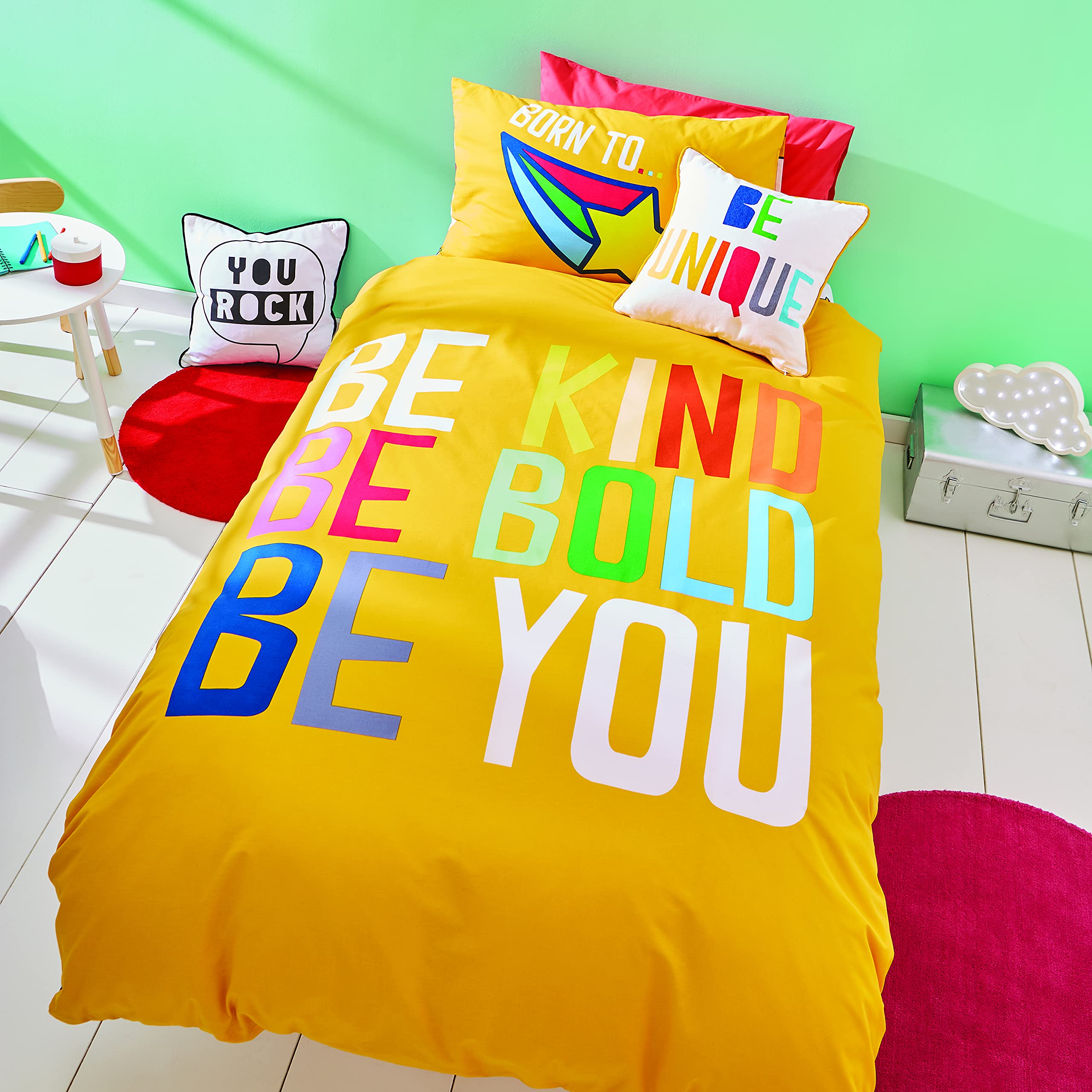 Born To Bedding Born To Be You Organic Cotton Single Duvet Cover Set with Pillowcases Orange