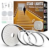 LQHZMYY Motion Sensor LED Strip Light, 16.4ft White, for Stairs &amp; Cabinet