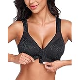 HACI Women's Front Closure Posture Bra Full Coverage Back Support Wirefree Unpadded