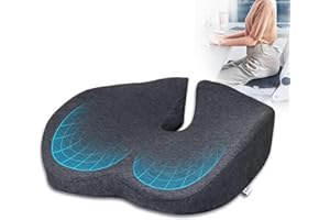 TUSSCLE Seat Cushion for Office Chairs - Tailbone & Sciatica & Hip & Coccyx & Low Back Pain Relief Pillow - Memory Foam Pressure Relief Cushion for Long Sitting for Gaming, Compute, Desk Chair, Car Seat