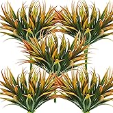 Phliofd 32 Pcs Artificial Grass Fake Plants 17.3in Outdoor Plastic Plants UV Resistant Greenery Fake Grass for Home Window Garden Office Patio Hanging Planter Pathway Front Porch Décor Orange Yellow
