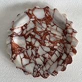 SAIDKOCC Marble Scalloped Tray Round Wave Tray Small Serving Platter for Counter, Bathroom, Kitchen, Nightstand, Jewelry Ring