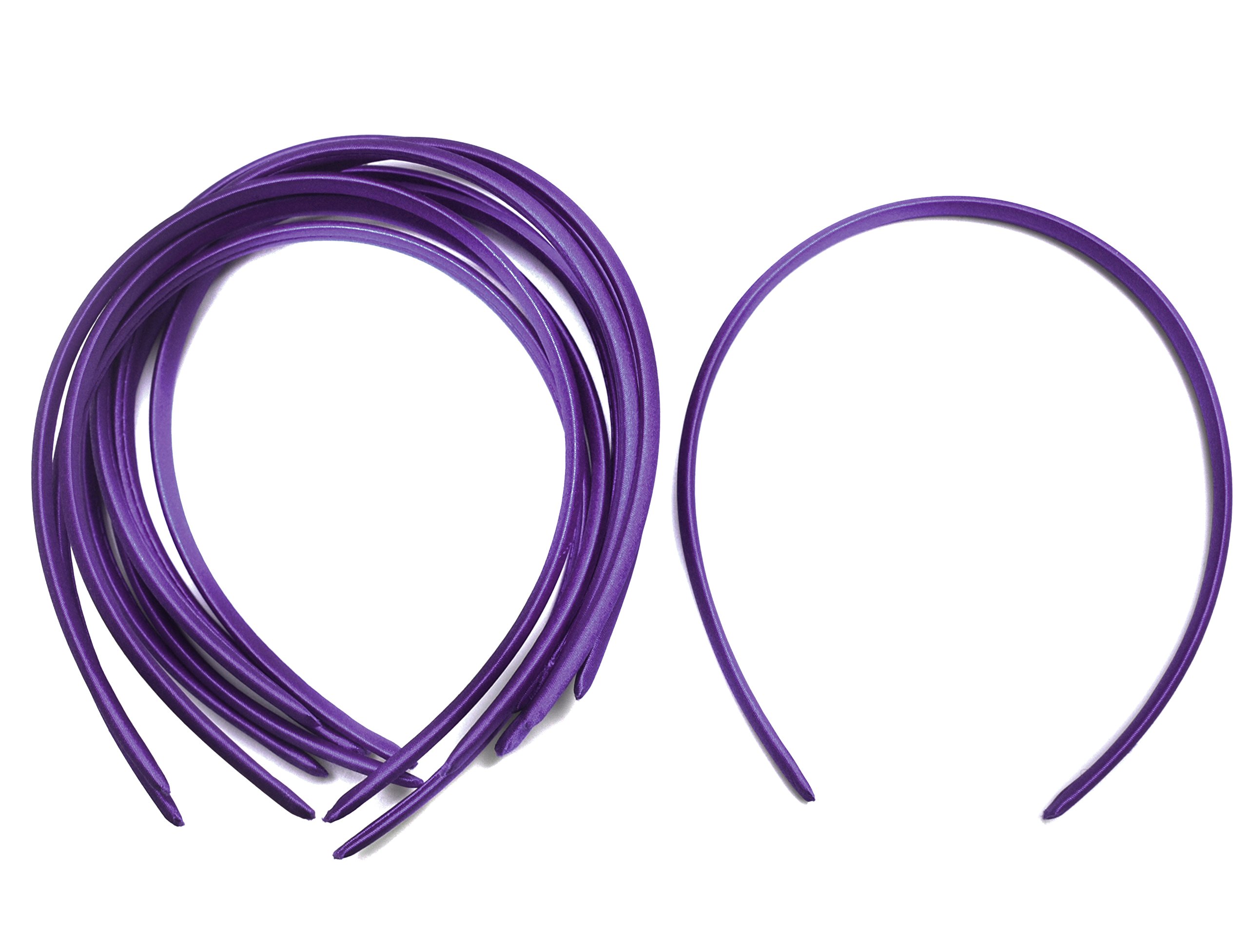 10 x Plain Headbands School Girls Small Hair Accessories Uniform Alice Band (Purple)