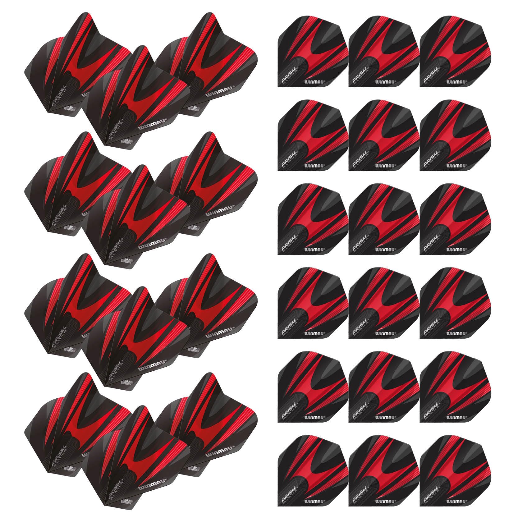 WINMAU Prism Alpha Pattern Design Dart Flights - 10 sets per pack (30 dart flights in total) (Black & Red)