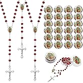 Brilucky 24 PCS Red Rosary Beads Bulk For Baptism Favors,Regligious Bulk Rosaries For First Communion Party Favors,Rosary Beads Necklace Gifts For Recuerdos De Bautizo Primera Comunion