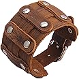 GelConnie Leather Cuff Bracelet Punk Braided Bracelets Rock Leather Wristbands Faux Mens Leather Bracelet Gothic Viking Bangle Adjustable Wrap Bracelet for Women,Men