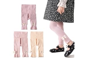 Silkglory Girls Leggings for Little Girls, 2 Pack Toddler Girl Pants Leggings for Baby Tights Knitted Multi-Colors 2-9 Years