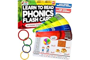 THE SCHOLAR ANT Phonics Flash Cards with Proven Spaced Repetition Learning System - Learn to Read in 20 Phonic Stages - Digraphs CVC Blends Long Vowel Sounds Phonics Games for Kids Ages 4-8 Kindergarten 1st 2nd Grade