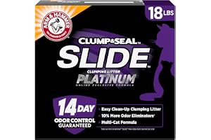 ARM & HAMMER Slide Platinum Easy Clean-Up Clumping Cat Litter, 18 lbs | 24/7 Odor Control, Triple-Action Freshness, Non-Stick, Easy Clean Up, Low Tracking, Multi-Cat Formula, Scented