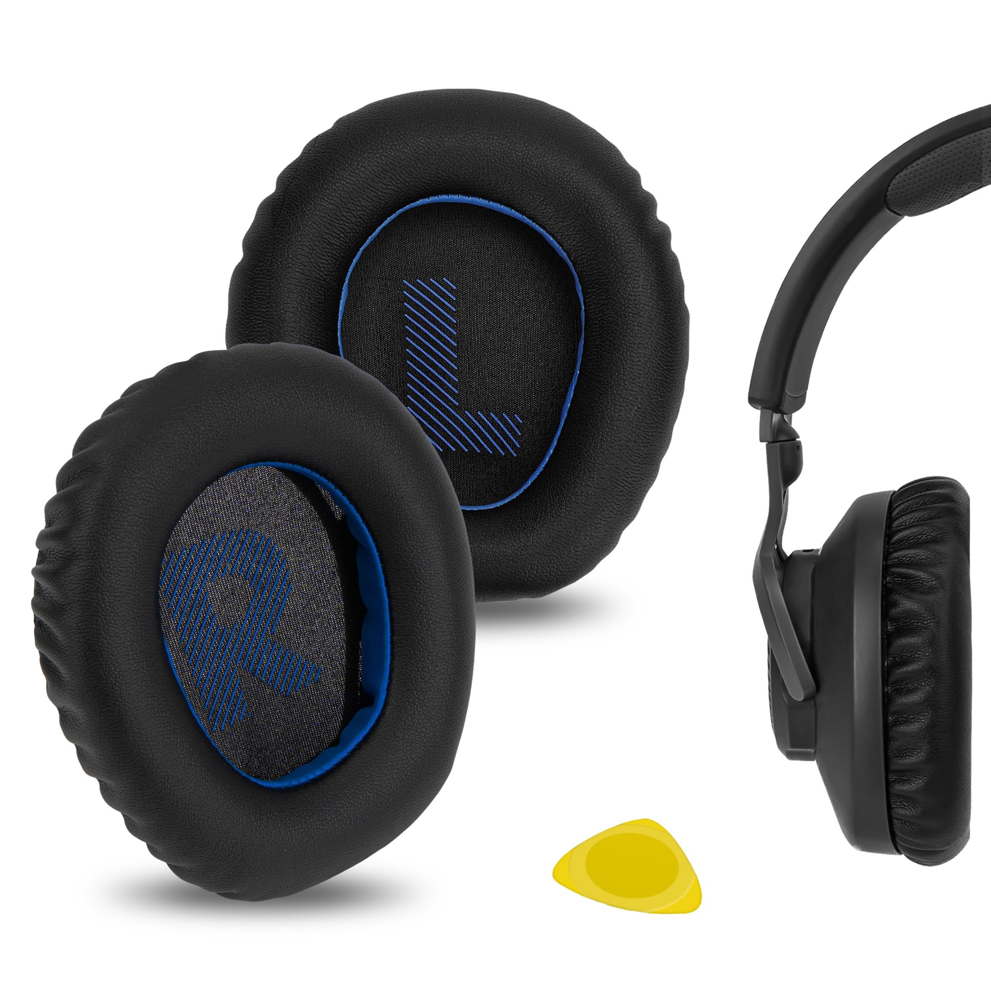 Geekria Replacement Ear Pads for JBL Quantum 100 Headphones Ear Cushions, Repair Parts (Black Blue)