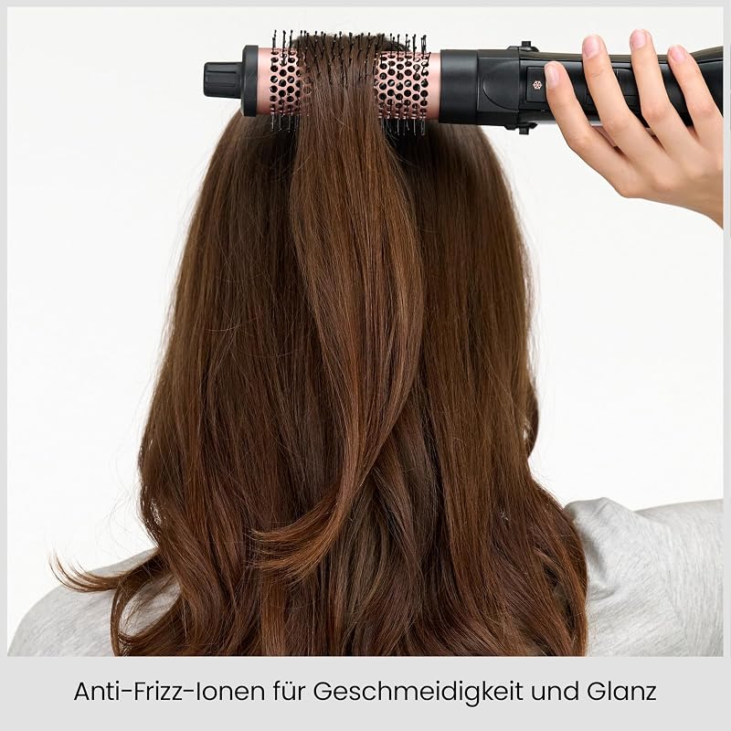 Smooth Finish 1200 – 4‑in‑1 Warmluftbürste zum Trocknen, Formen, Glätten & Volumenstyling, Ionen‑ & Keramiktechnologie, 4 Aufsätze, 1200W, Schwarz/Pink, AS122E
