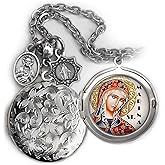 St. Marina of Antioch Locket Necklace, Patron Saint Confirmation Gift, Italian Charms, Catholic Jewelry