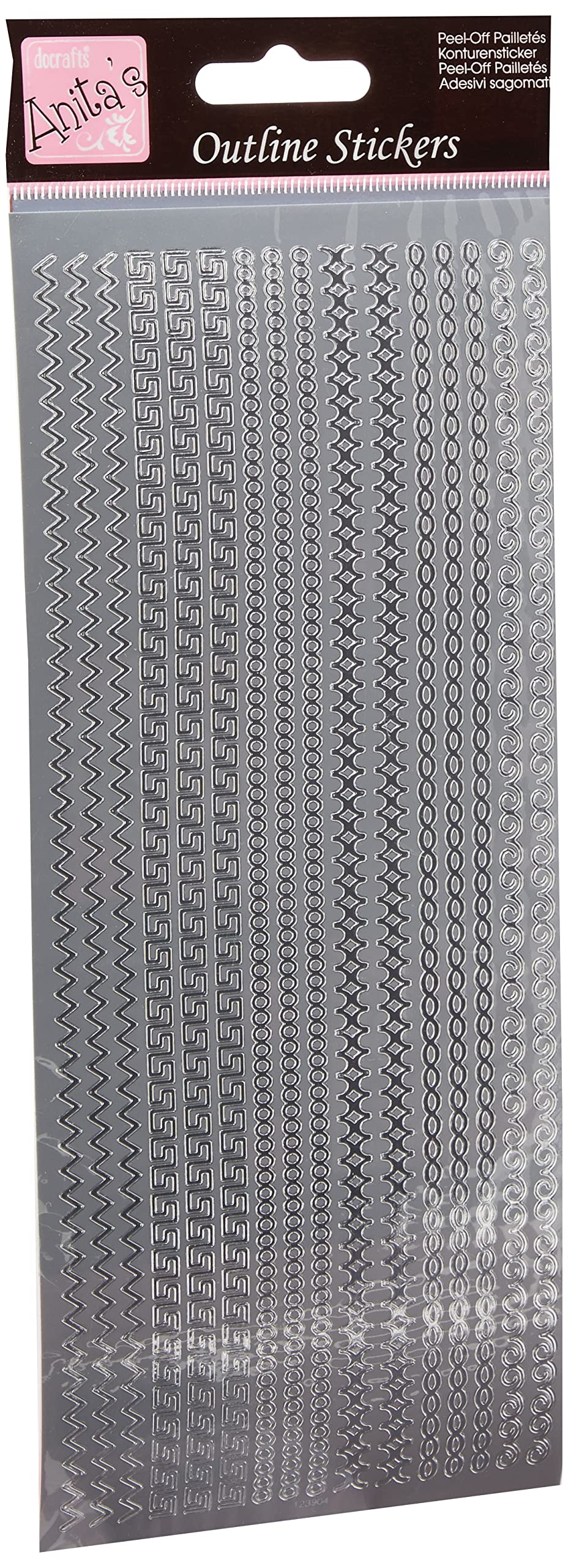 Anitas Outline Stickers, Multicoloured Borders, Silver, For Scrapbooking, Card Making, Kids Play, Homework, Art, Craft, Embelish, Decorative, Paper, Card, Glass, Metal, Plastic, Foam