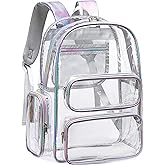 CAMTOP Clear Backpack Heavy Duty Transparent Bag See Through BookBag for Student School Work Festival Sport Travel (Silver Gray)