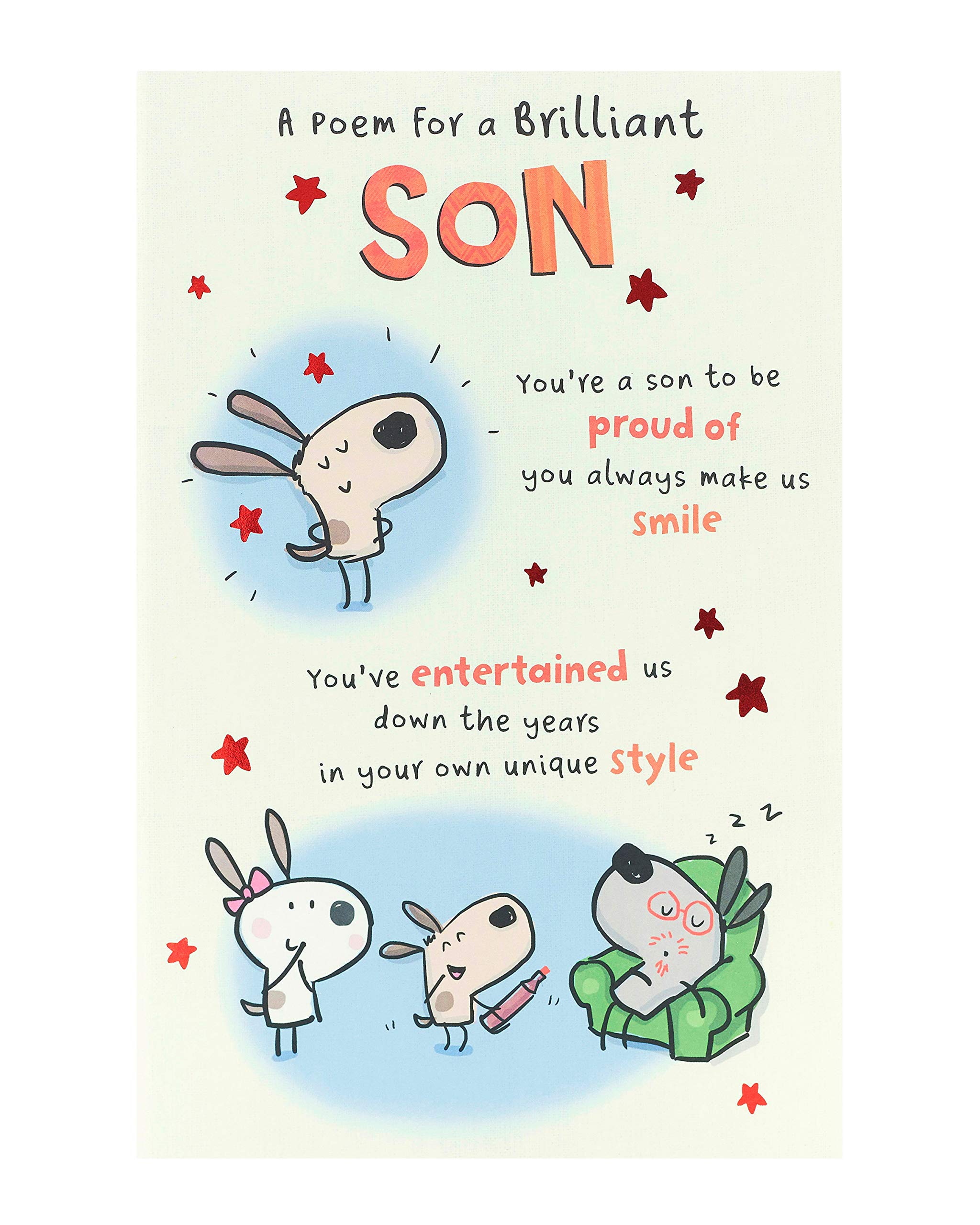 UK Greetings Birthday Card for Son - Poem Design, Orange, 149mm x 229mm