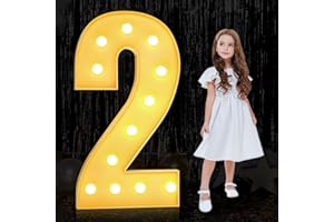 YOSWPP 4FT Large Marquee Light Up Letters Numbers Giant Mosaic Balloon Frame,Wedding Backdrop Decoration Anniversary Decoration Foam Board (2, 4FT)